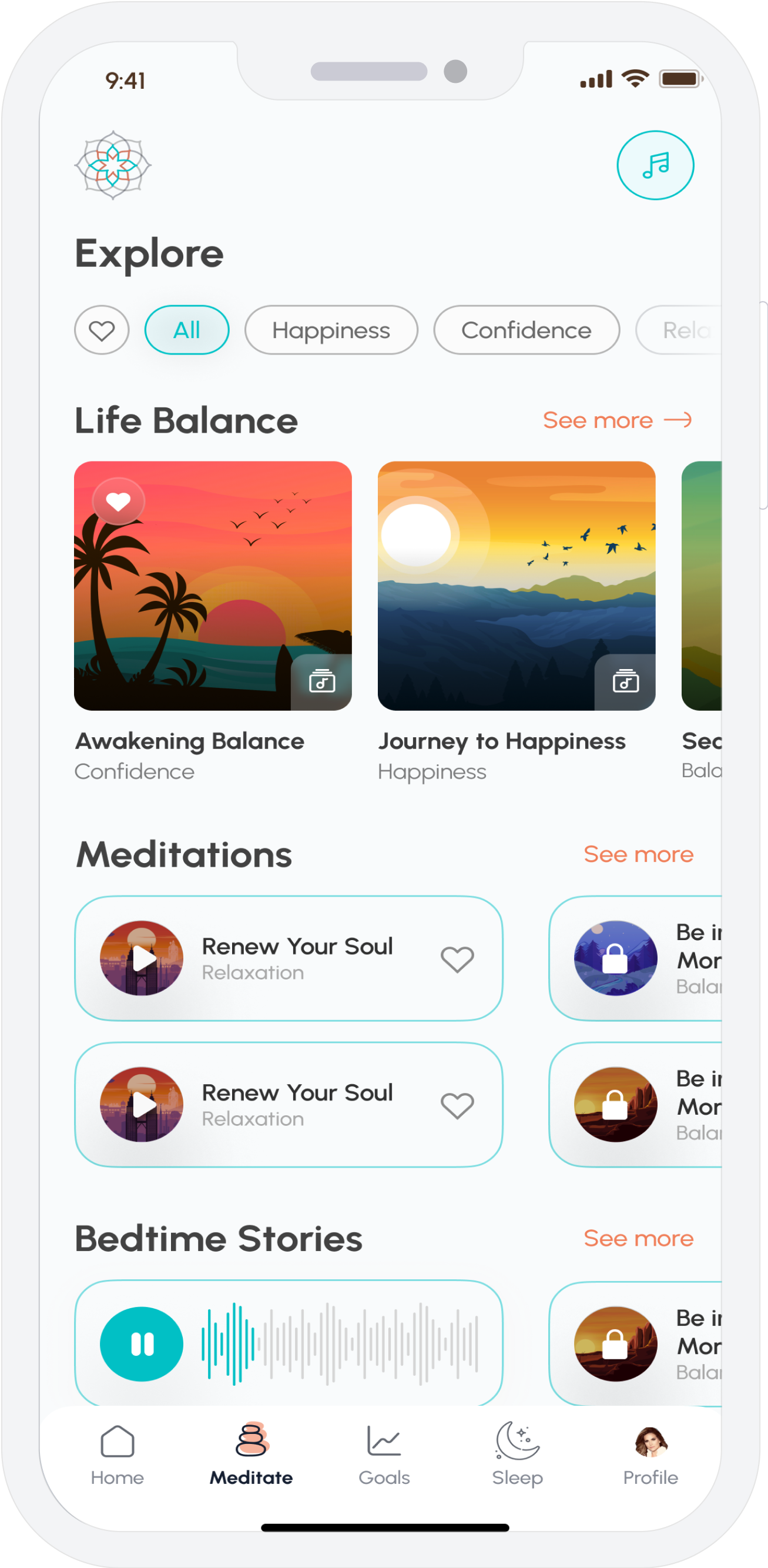 Relax and renew playlist overview